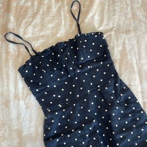 Blue and white polka dot mini Reformation dress